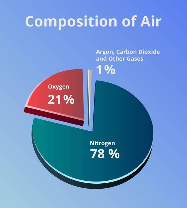 pie diagram composition of air