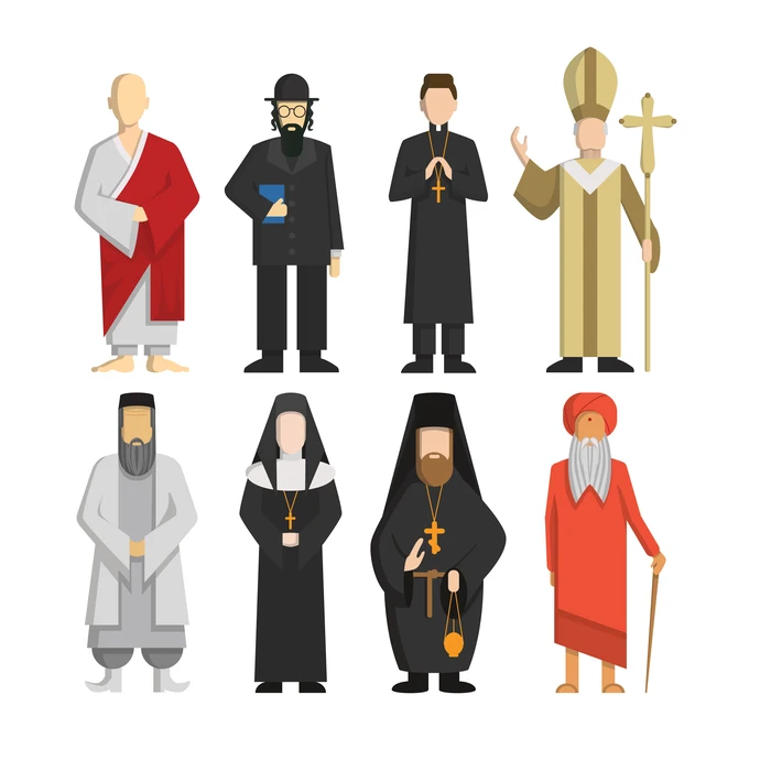 This image shows the clergy, priests,monks,pope.